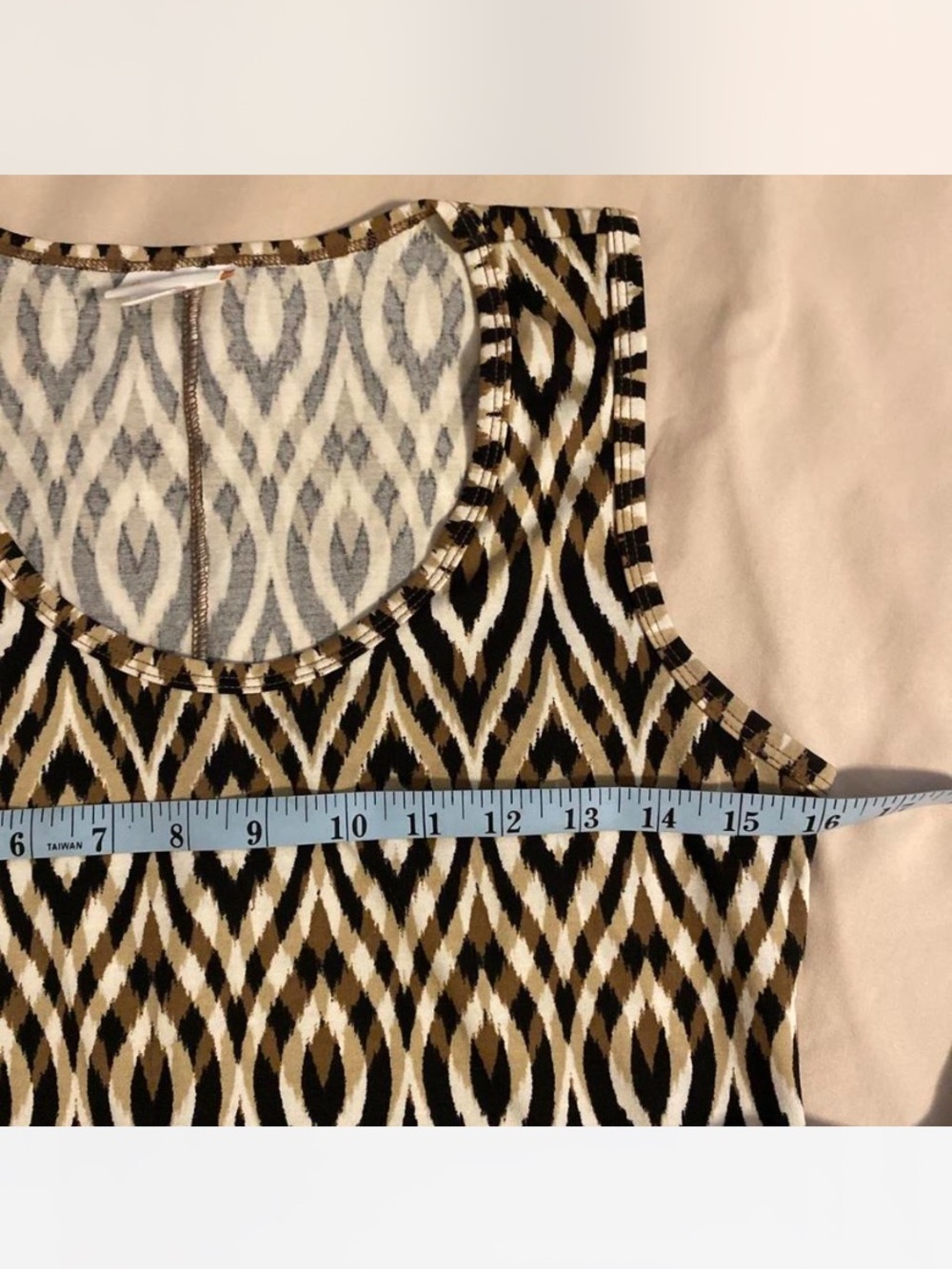 LuLaRoe Sleeveless Maxi Dress in Black, White & Brown Ikat Print Sz S